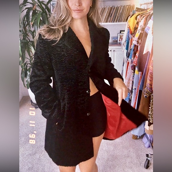 Vintage Faux Fur Coat Statement Buttons Textured Black - Picture 6 of 6